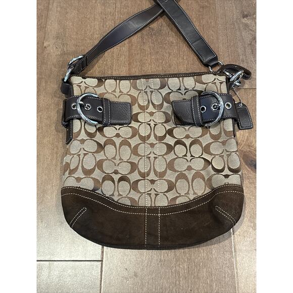 Coach Signature Monogram Brown Crossbody Shoulder Handbag H05K-3574 10x10x4" - Picture 4 of 6